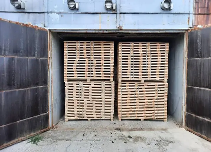 Lumber packs inside a VK Timber kiln chamber